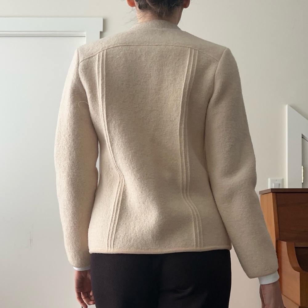 Vintage Geiger 100% boiled wool cardigan jacket in cream / ivory - Picture 3 of 8